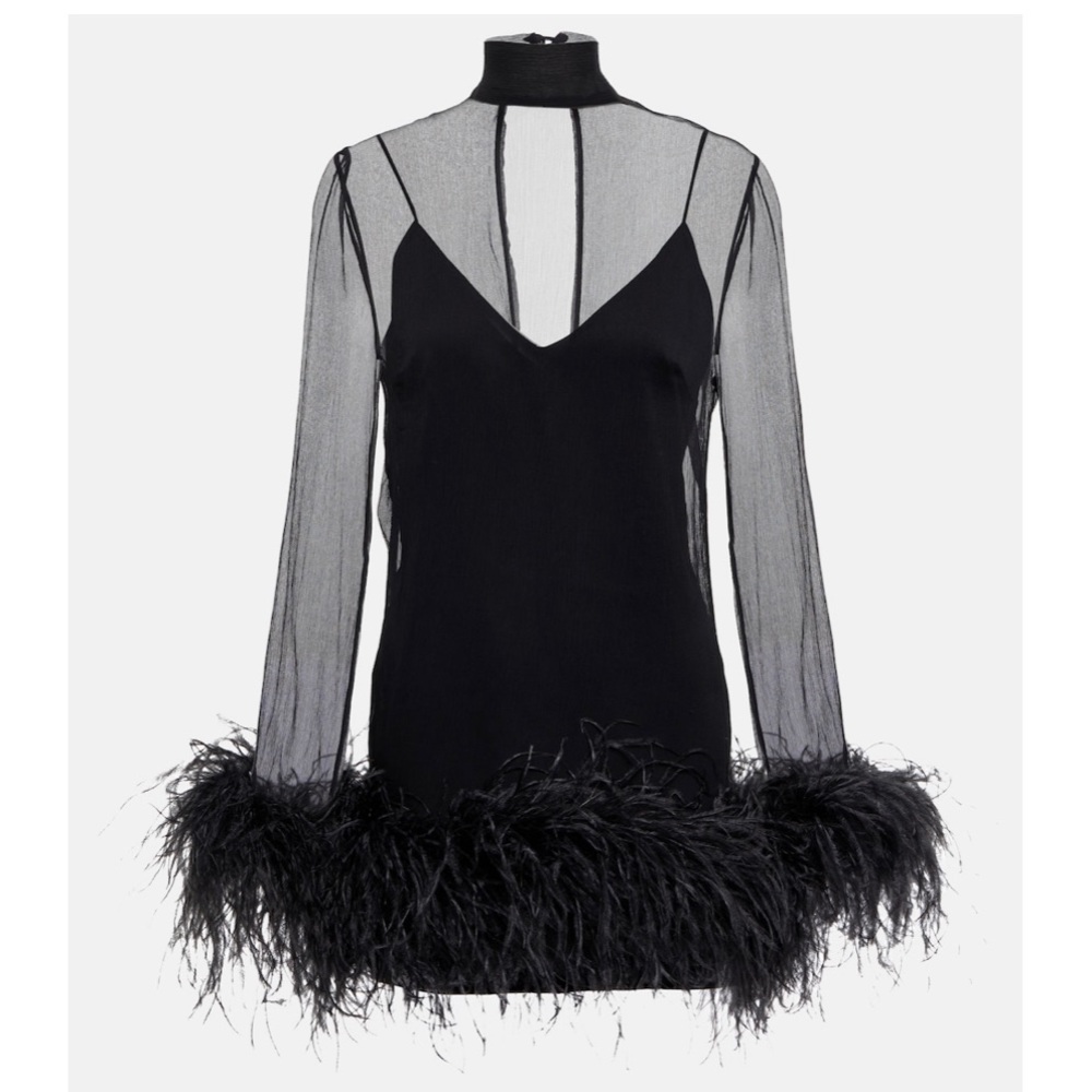 Taller Marmo feather mini dress worn once like new!!! Greatest dress!